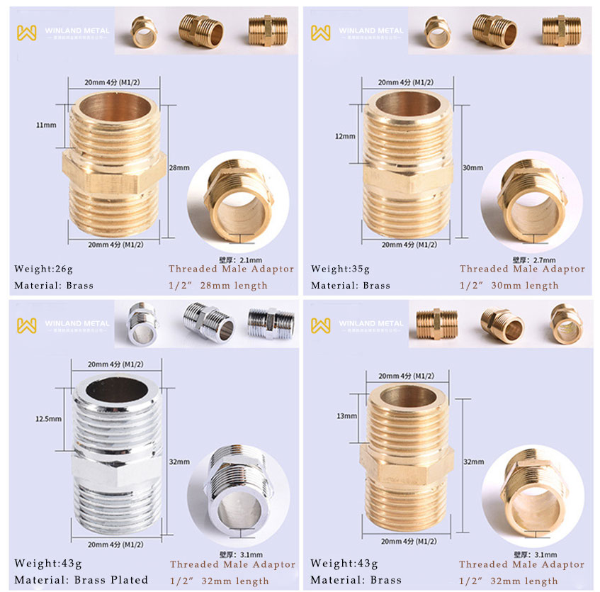 1/2" Brass male adaptor thread fittings