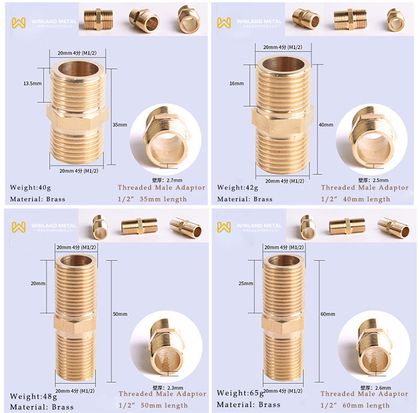 DN15 Brass male adaptor fittings threaded