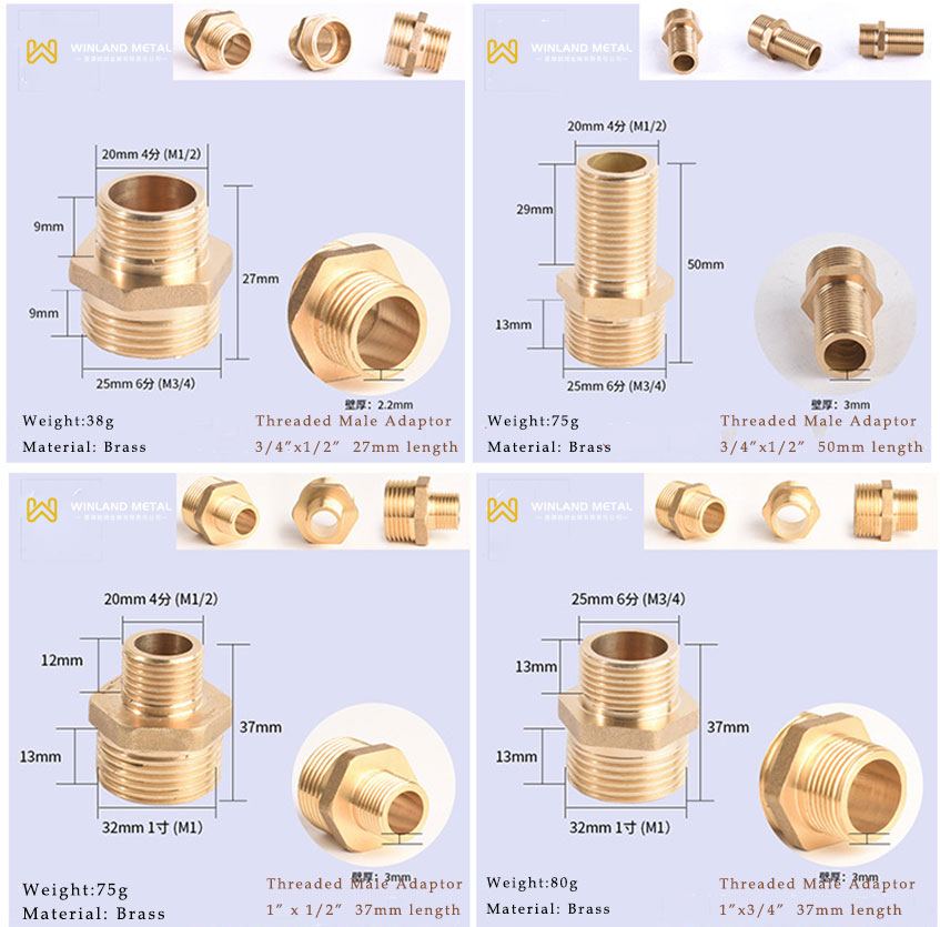 Reducing Thread Male Brass Adapter Winland Metal
