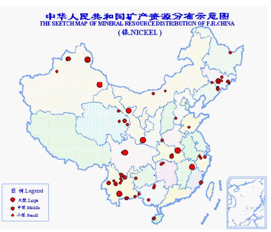 China's nickel ore distribution map