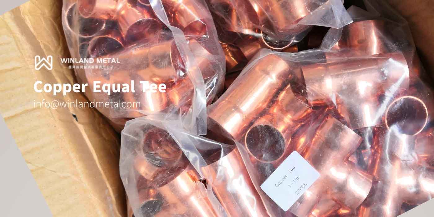 Copper Equal tees in carton box