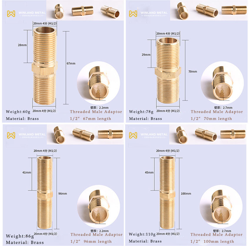DN15 Brass Long Male adapter fittings for plumbing water supply