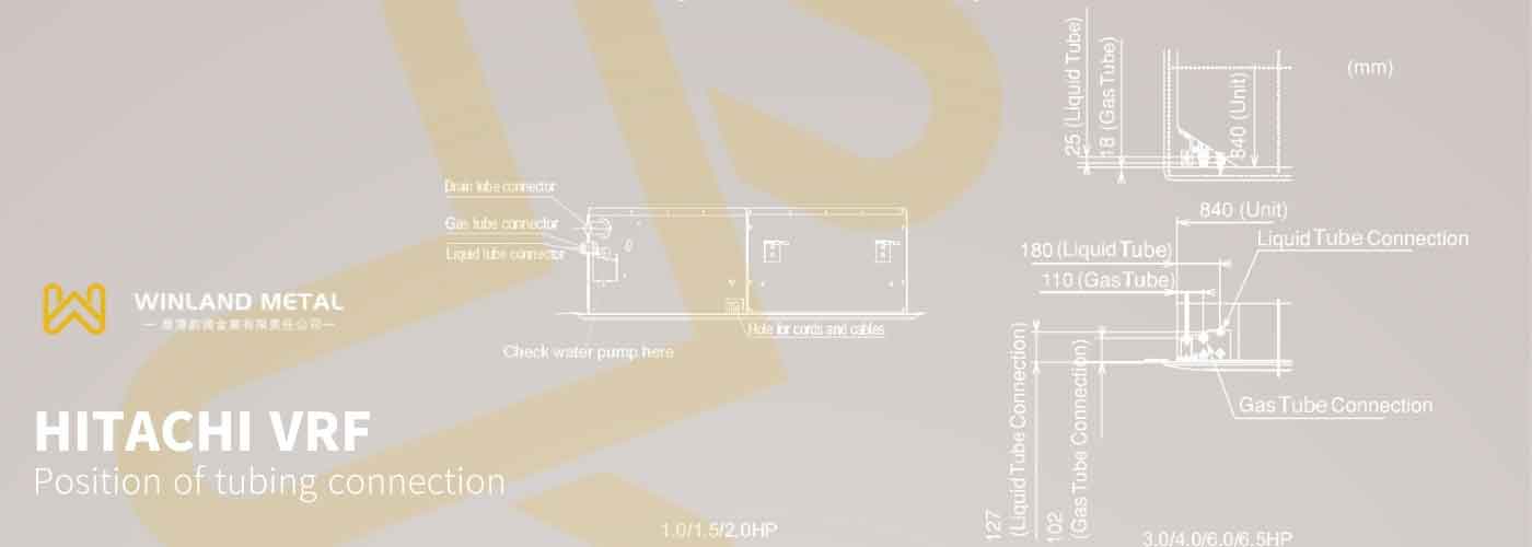 Position of tubing connection for HITACHI VRF