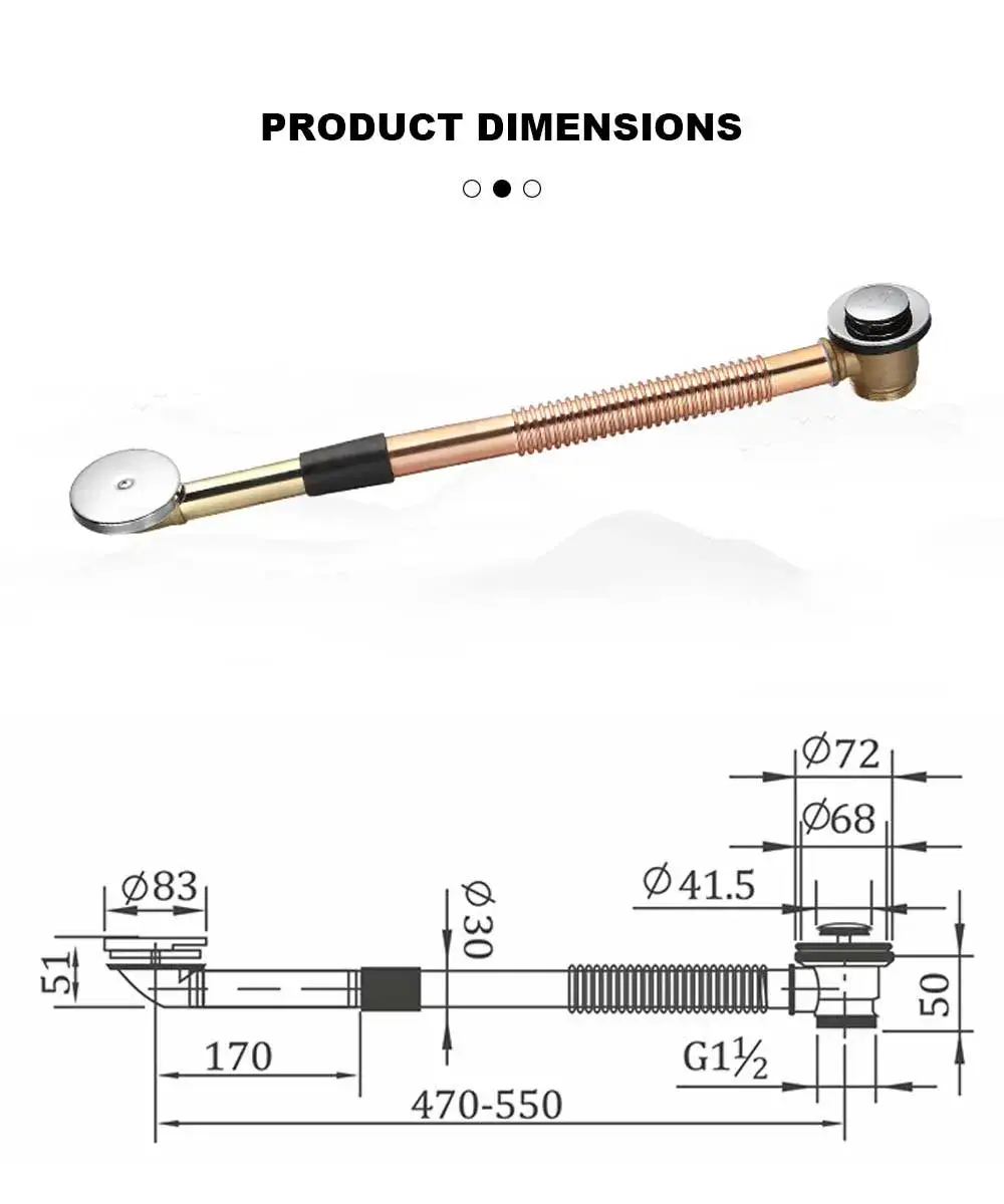 Copper Bath Drains Dimensions