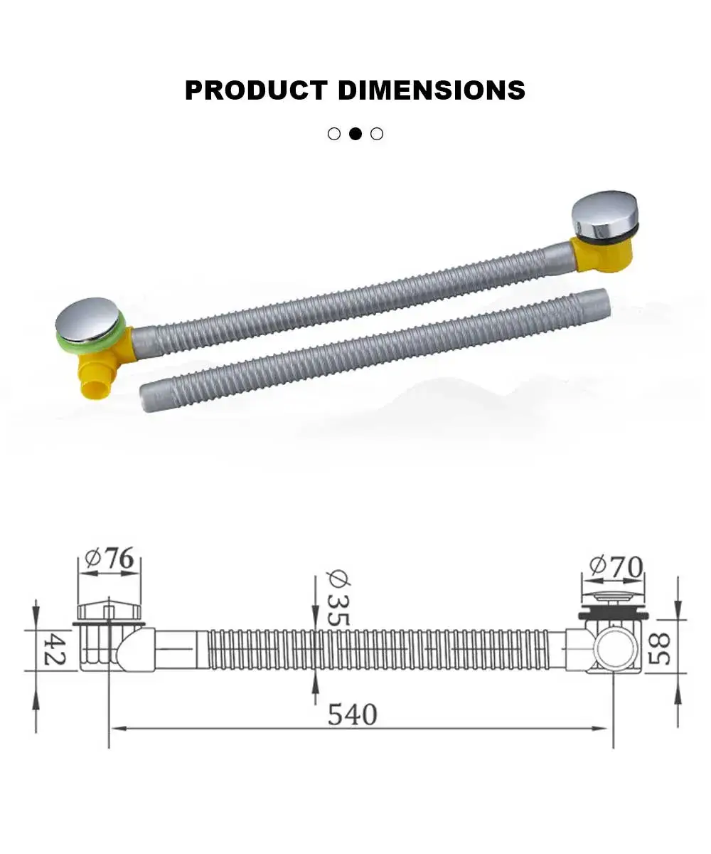 Plastic Corrugated Pipe of Bathtub Pop Up Drain Dimensions